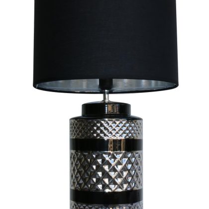 Lampe - Sort/Sølv/Riller -20X20X43cm